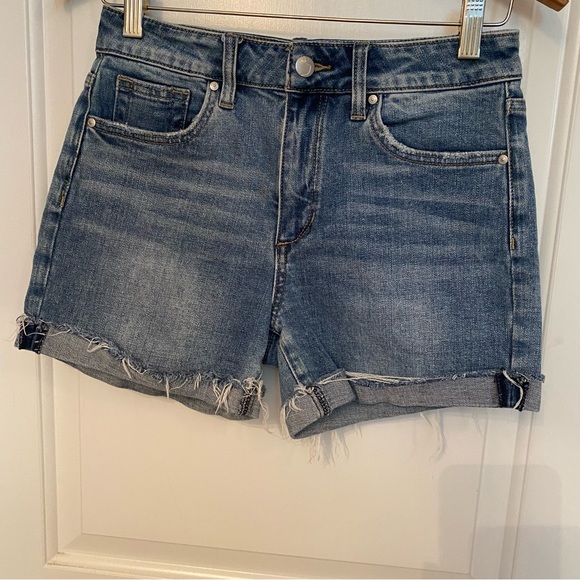 Joe's Jeans Pants - JOE’S JEANS SHORTS BLUE STRETCH DENIM FADE DISTRESSED WHISKERING CUFF SIZE 25